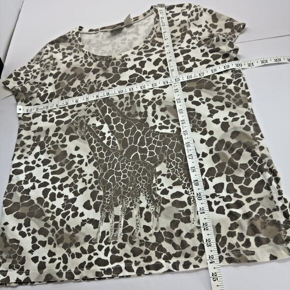 Animal Print T-Shirt AOP Giraffe Safari Whimsy Busy Mom Grunge READ Chicos 2 (L) - Picture 7 of 14